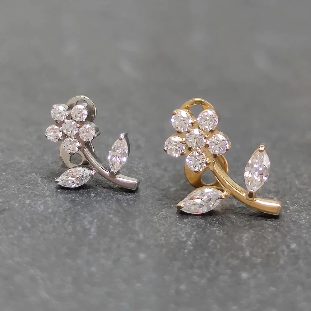 F136 Titanium piercing Helix Skin Grafting Nail Dermal Anchor 16g Surface sexy Hinged Segment Zircon Drilling Hide Top Jewelry
