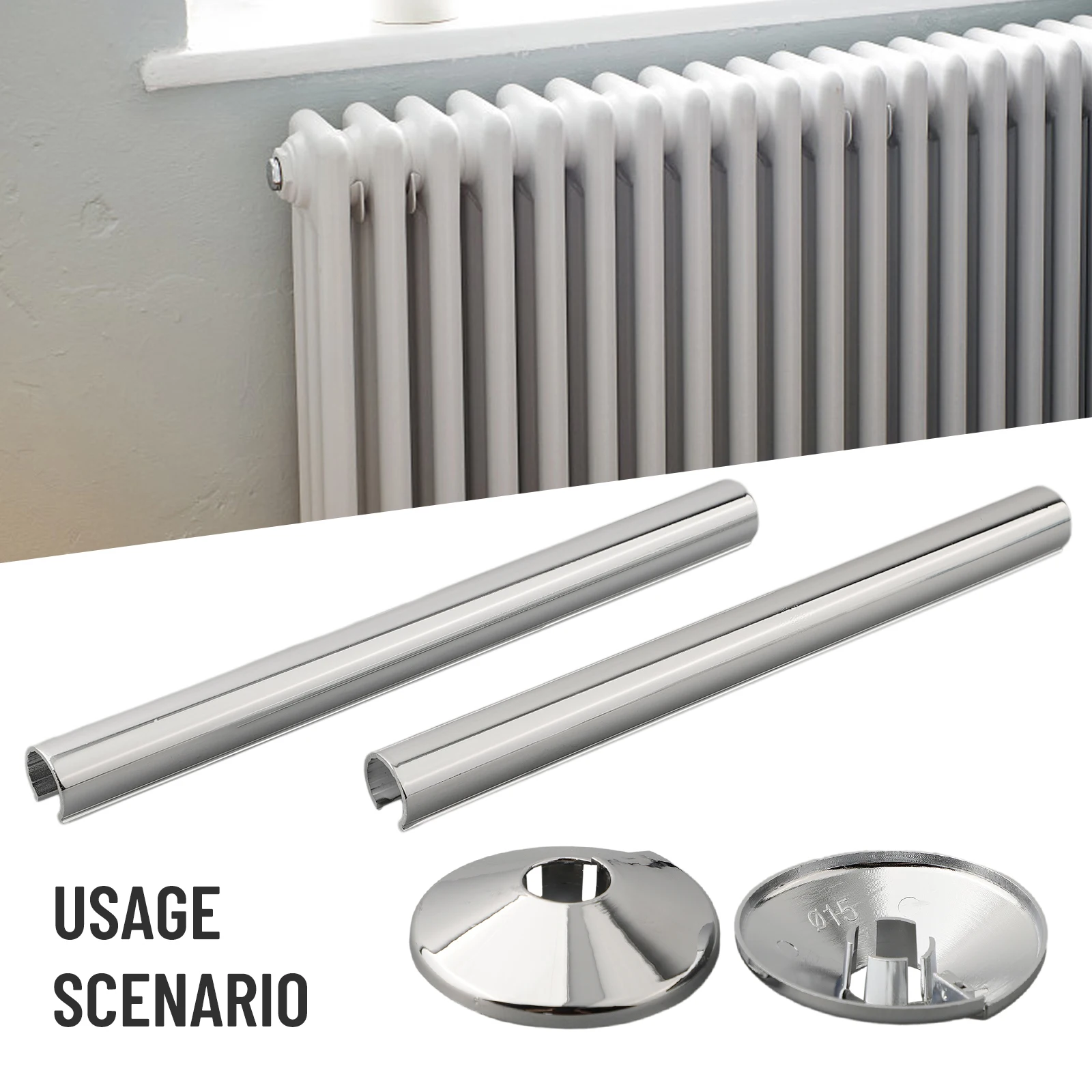 

Upgrade Your Living Space with 2 pk Pipes Radiator Pipe Covers Sleeve 15mm Collars in Chrome Easy Installation