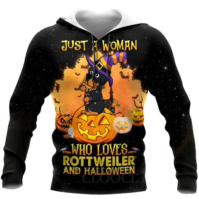 

CLOOCL Halloween Hoodie Who Loves Rottweiler Dog 3D All Over Printed Autumn Men Women Hooded Long Sleeve Harajuku Pullover