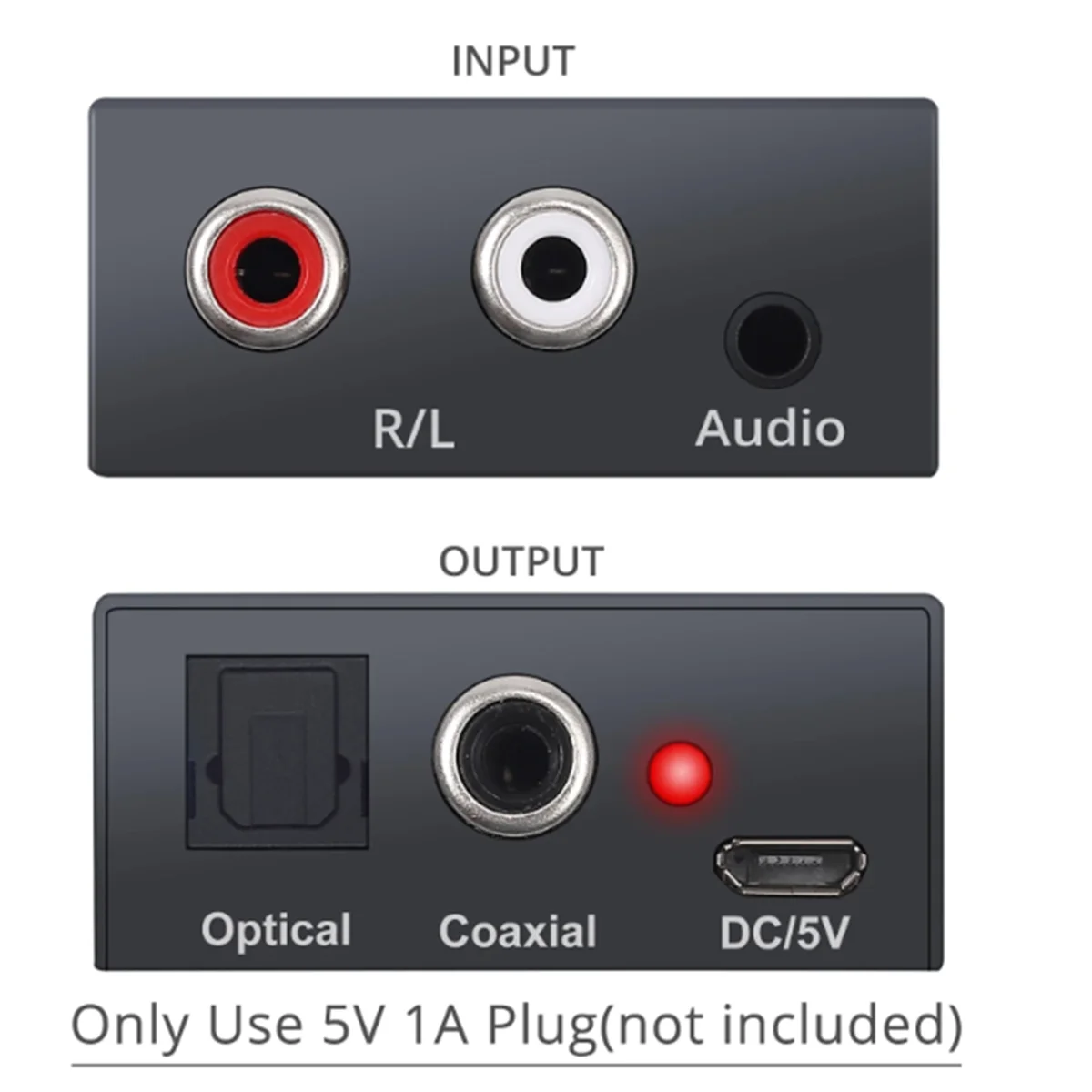 Analog to Digital Audio Converter R/L 3.5mm AUX to Digital Coaxial Toslink Optical Audio Adapter for