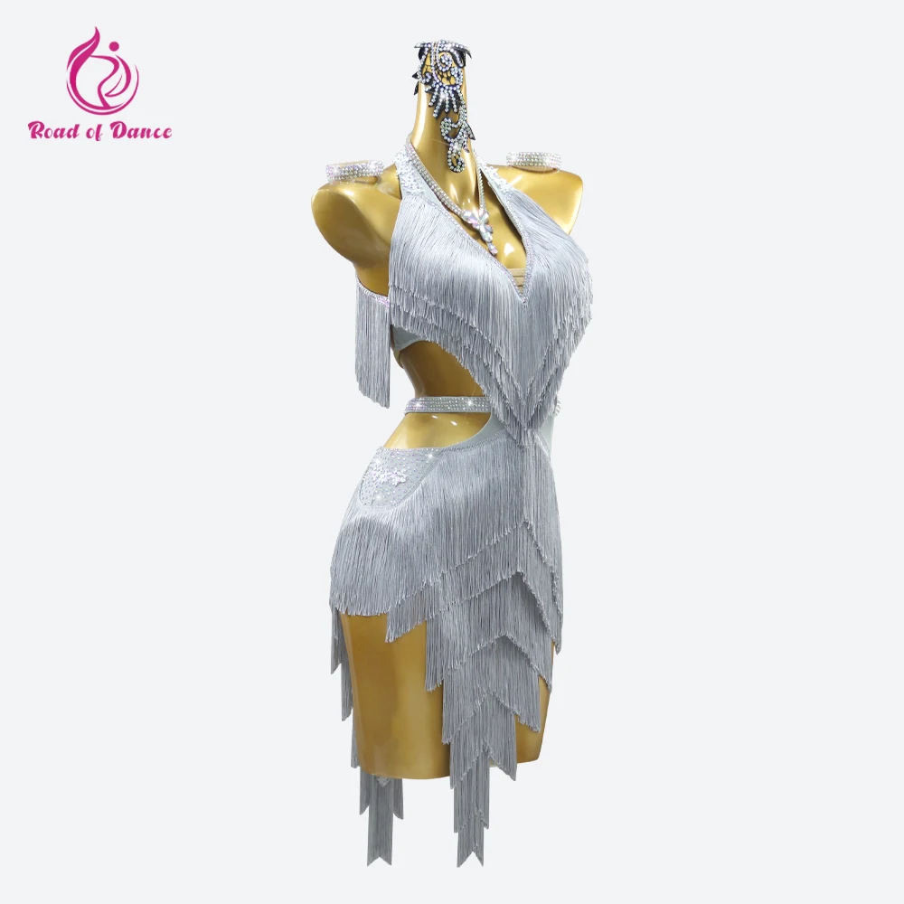 

Latin Dance Dress Girls Dancewear Competition American Clothes Ballroom Evening Practice Suit Cabaret Womens Stage Midi Costumes