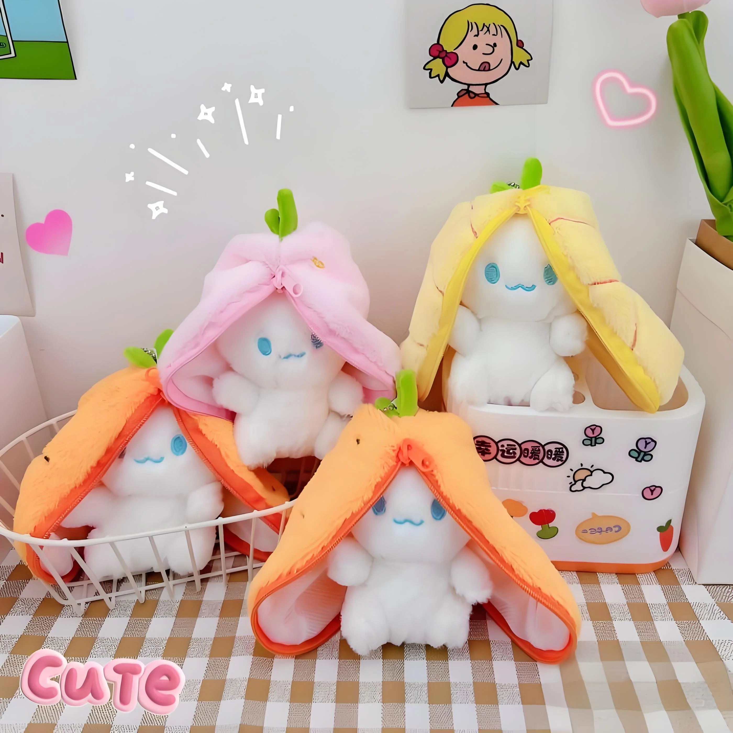 

Strawberry Rabbit Pillow With Zipper Strawberries Plush Toy With Long Ear Rabbit Stuffed Animal Adorkable Halloween Plush Toy