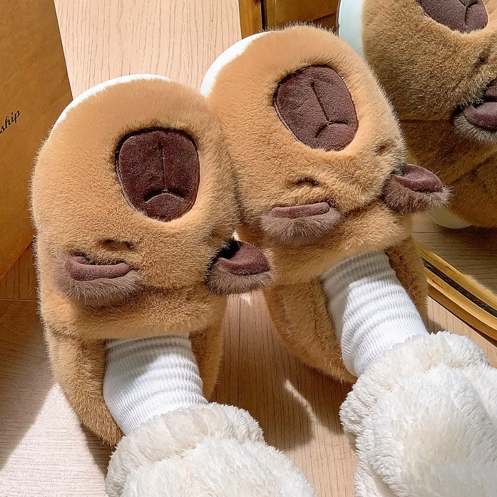 

Non-Slip Warm Winter Capybara Slippers Plush Fur Capibara Slides Soft Animal Kapibara Home Shoes Indoor