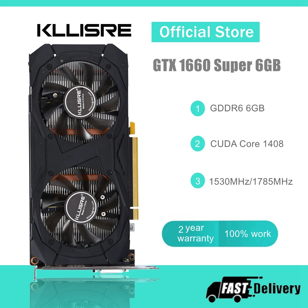 Kllisre Graphics Card GTX 1660 Super 6GB GDDR6 192 Bit PCI-E 3.0×16 Gaming GPU 1660S Video card For Desktop 8Pin