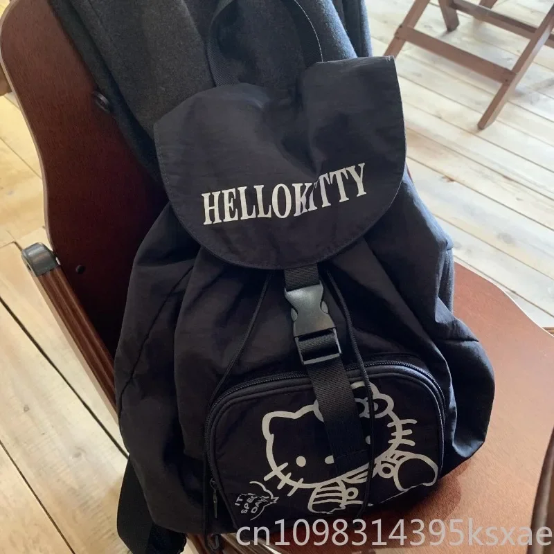  Kawaii Hello Kitty Backpack for Women Student Nylon School Bag Portable Durable Portable Large Capacity