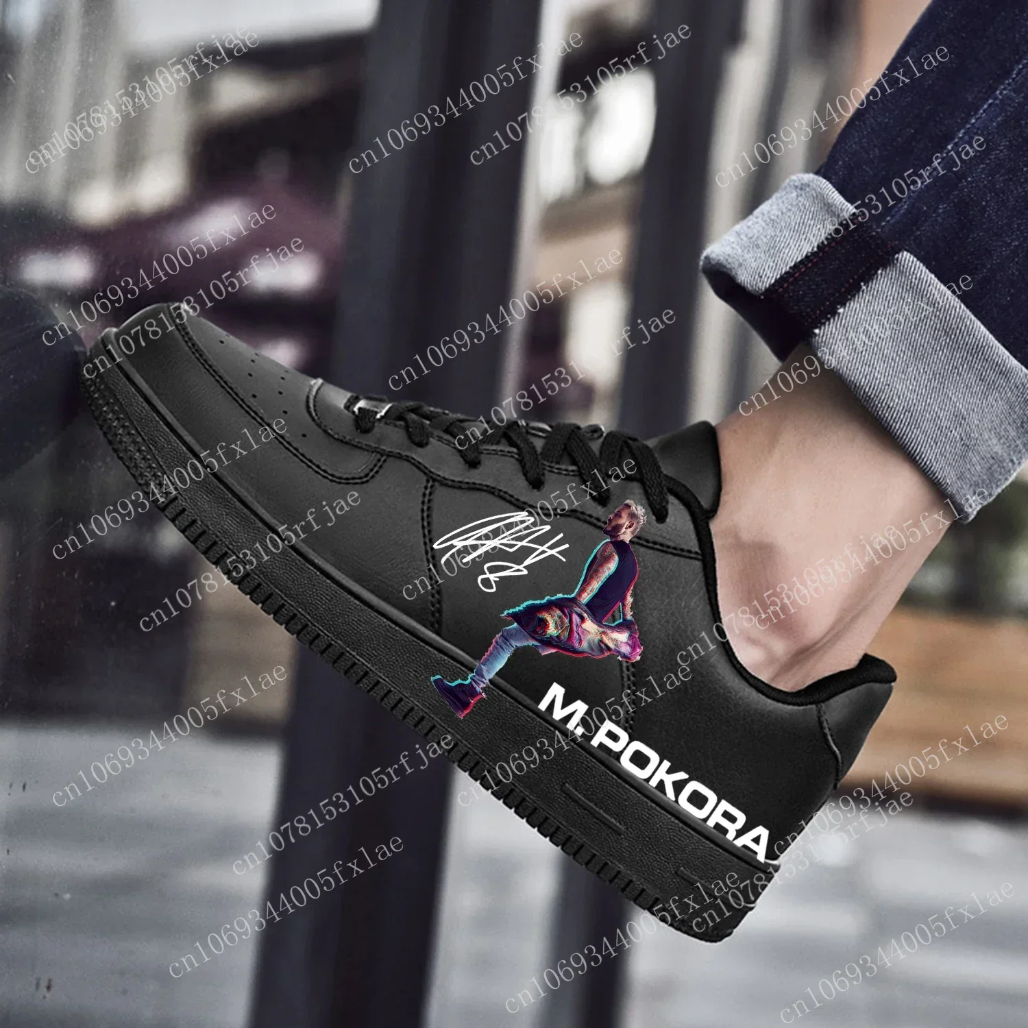 M Pokora AF Tênis de basquete para homens e mulheres, Flats de alta qualidade, Lace Up Mesh, preto, DIY, esportes, corrida, sapatos personalizados