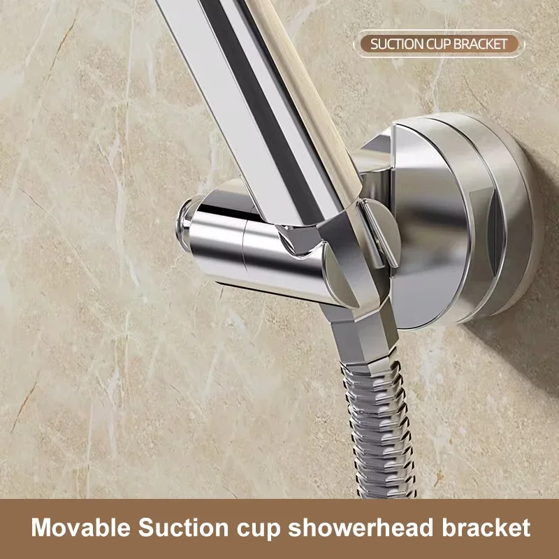 New Shower Holder 360°Adjustable Self-adhesive Shower Head Stand Bracket, Suction Cup Shower Head Holder Bathroom Accessories