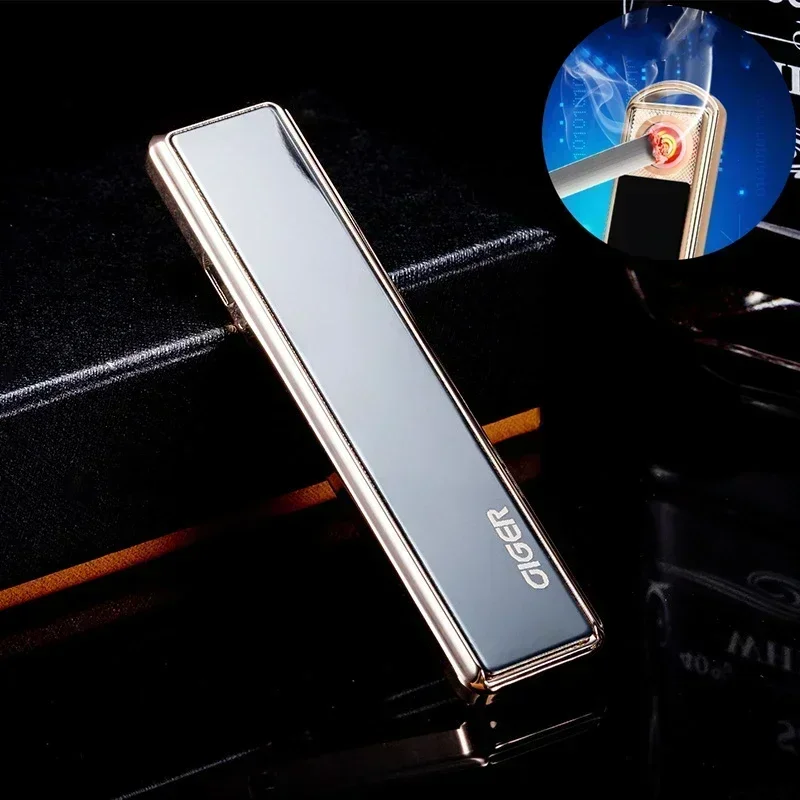 Fashion Creative USB Lighter Flameless Smoking Windproof Smooth Mirror Lighters Zinc Alloy USB Rechargeable Portable Nice Gift