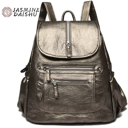 Frauen weiche Leder Rucksäcke hohe Kapazität weibliche Rucksack lässige Reise Damen Bagpack Machial Feminina für Teenager Grils