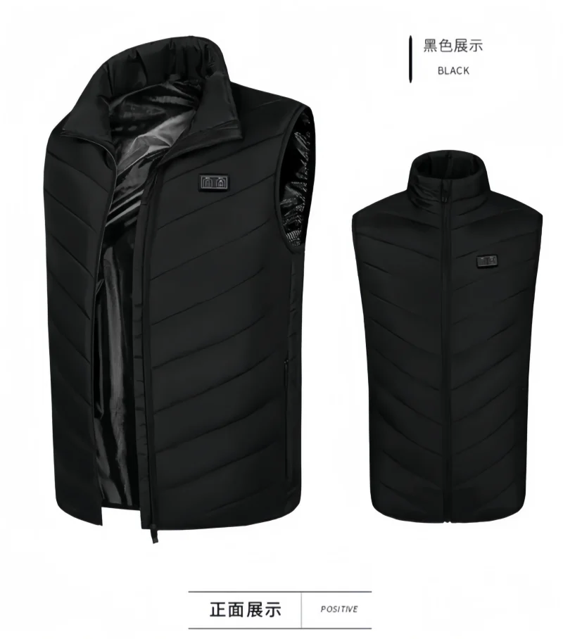 Graphene Electric Heating Vest with 4 Controls and 21 Independent Temperature Control Zones, Stand-Up Collar Heated Vest for Autumn and Winter Outdoor Cold Protection and Warmth