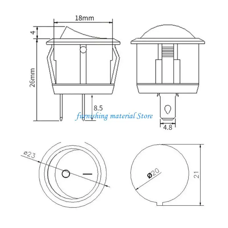 Y5GD 10pcs Rocker Rocker Switches com três cores para barcos e dispositivos domésticos