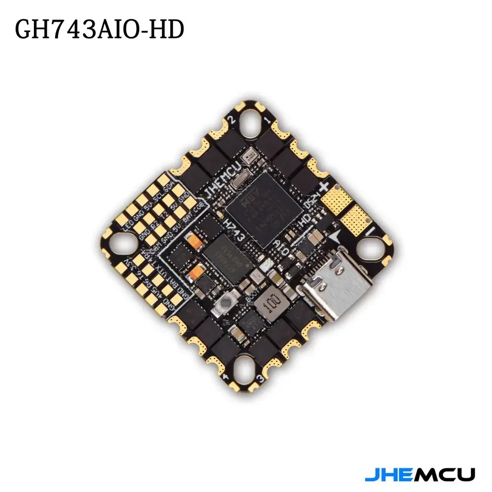 

JHEMCU GH743AIO H743 Flight Controller AM32 40A / 50A 4in1 ESC 3-6S LiPo for FPV Freestyle Drones DIY Parts