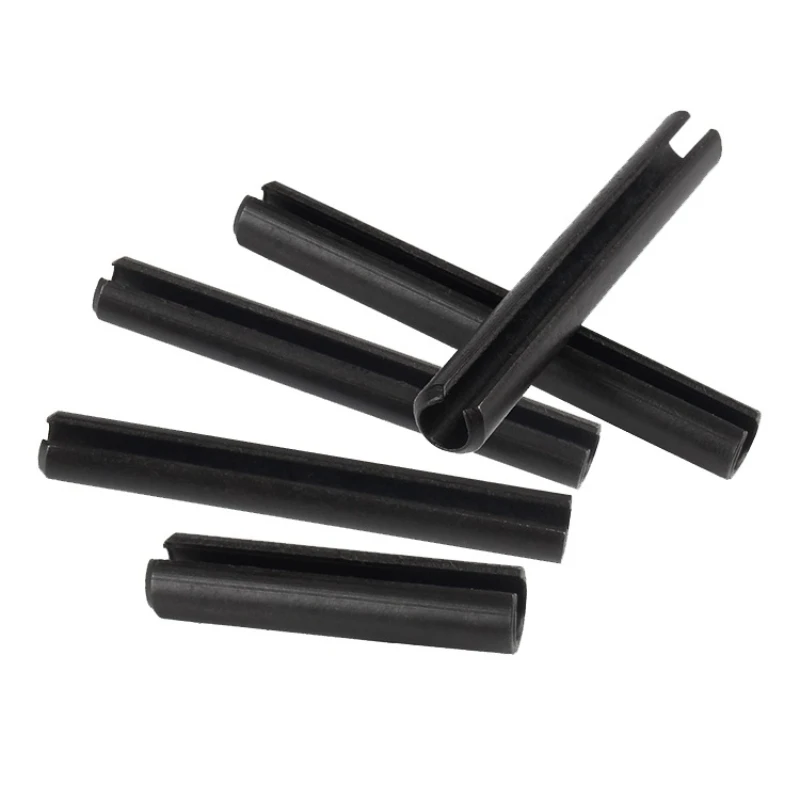 20/50 шт. штифты для натяжения пружинных дюбелей с прорезями, 65Mn, черная углеродистая сталь M1,5M2 M2,5 M3 M4M5 M6M8M10M12, прямые штифты пружинного типа