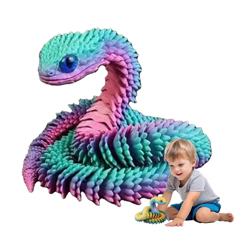 Juguete antiestrés de serpiente con estampado 3D, articulaciones flexibles de cristal, juguetes de escritorio ejecutivo, decoración del hogar, regalos perfectos para autismo