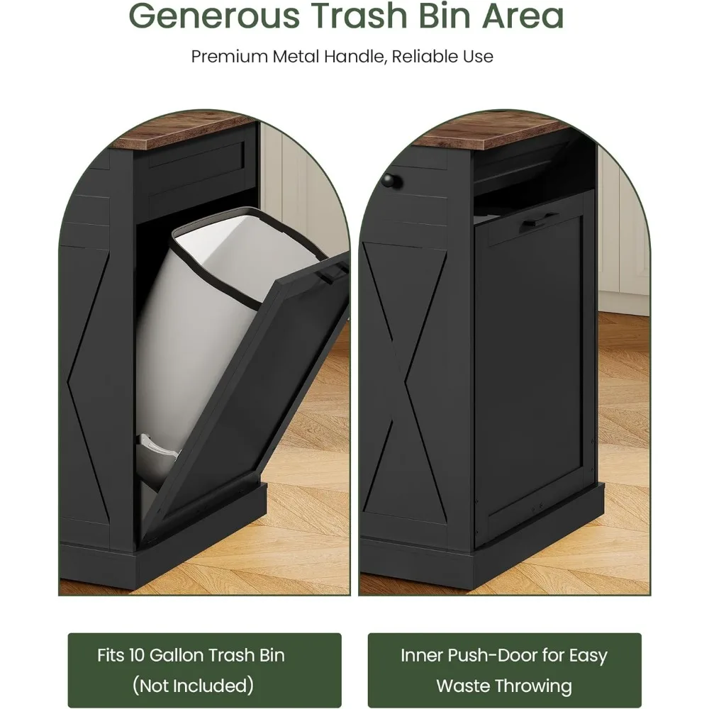 طاولة جزيرة المطبخ المتحركة مقاس 51.2 بوصة مع سطح قابل للطي، عربة جزيرة المطبخ مع مساحة تخزين، خزانة سلة المهملات، درجين، رف توابل #6