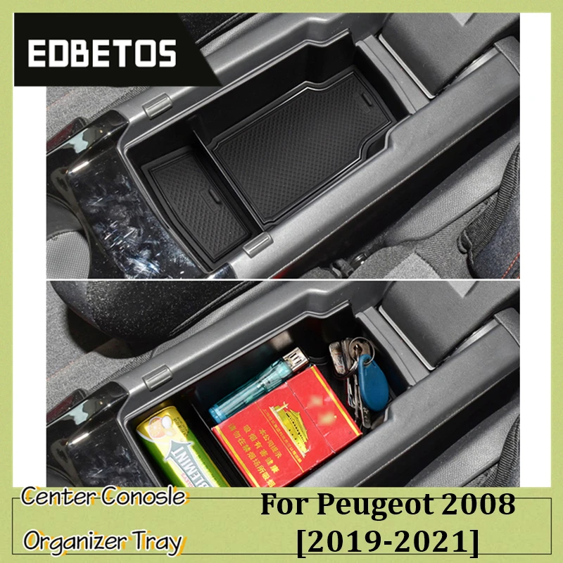 Car Organizer Box For Peugeot 2008 II 2020 2021 Central Armrest Storage Container Interior Accessories 208 2008 GT E2008 E-2008