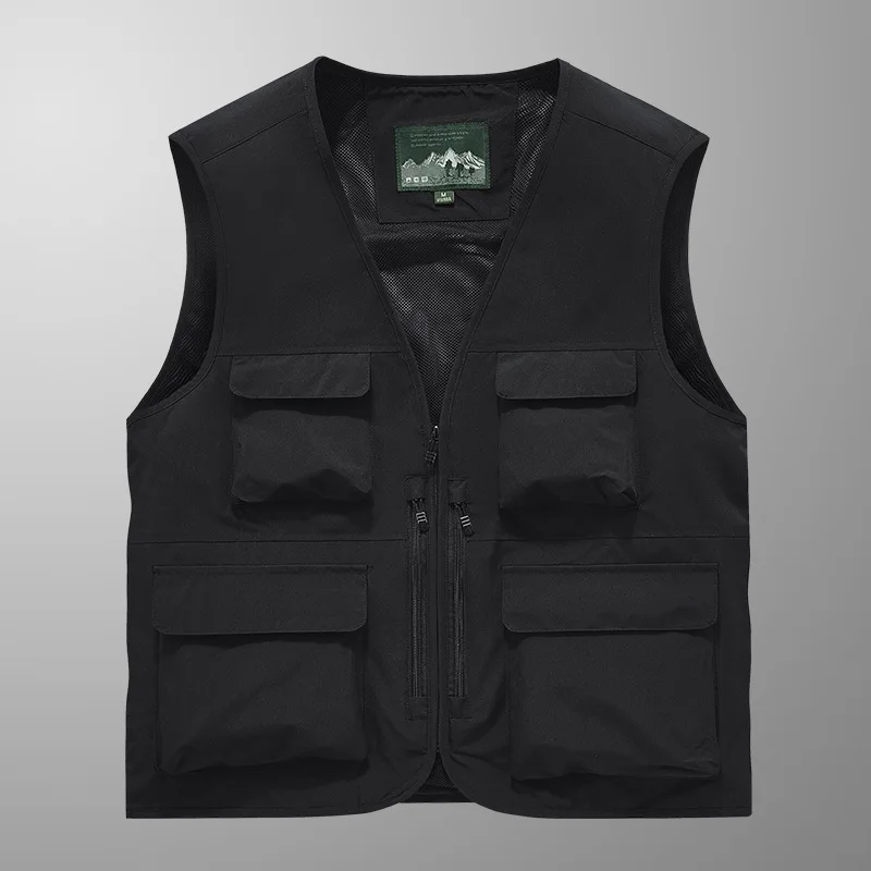 New Summer Men Multi-pockets Fishing Vest Coats Outdoor Waterproof Sleeveless Jackets Men Breathable Quick-drying Waistcoats 6XL