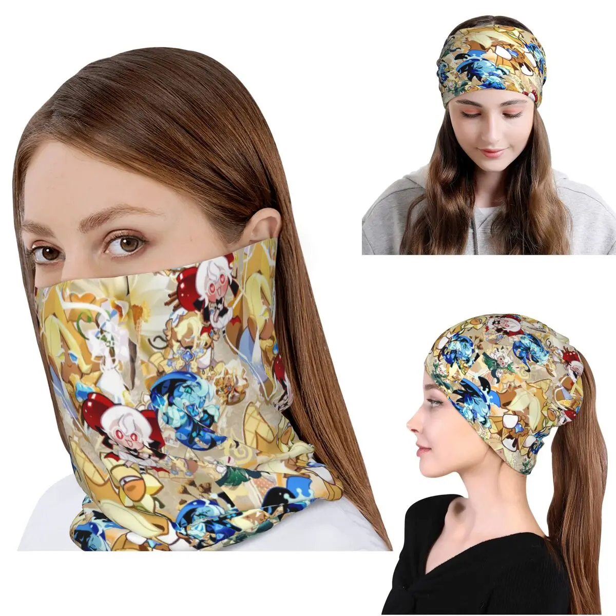 

Cookie Run Kingdom Bandana Neck Cover Mask Scarf Warm Cycling Scarf Beanies Hat Unisex Adult Washable