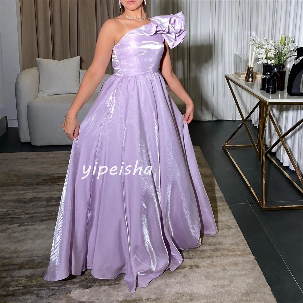 Personalizado moda formal cetim plissado ruched drapeado a linha de um ombro vestidos longos quinceanera vestidos estilo moderno combinando c