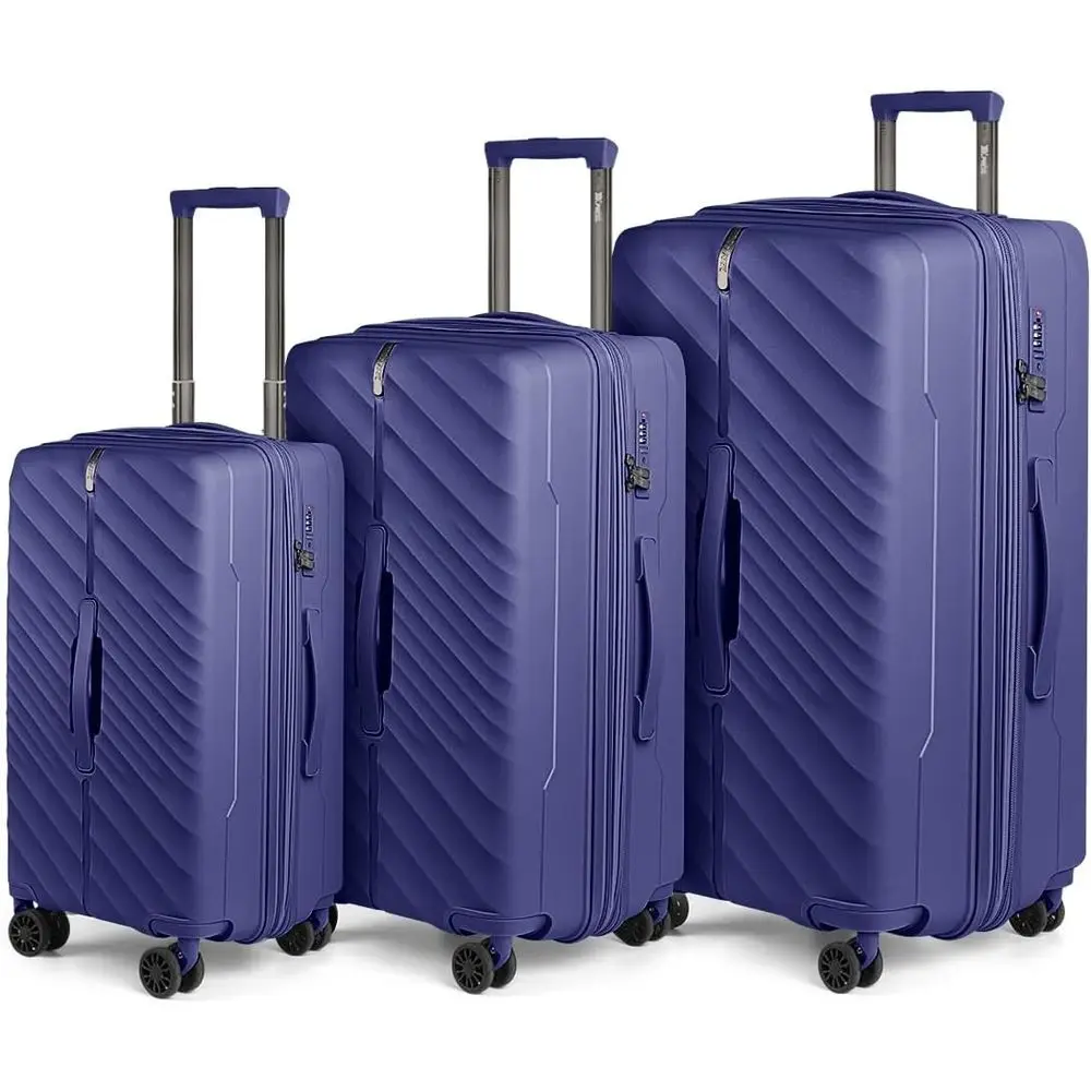 

Набор из 3 чемоданов: 20/26/30 дюймов с замком TSA, на колесиках, идеально подходит для путешествий - синий, для мужчин и женщин