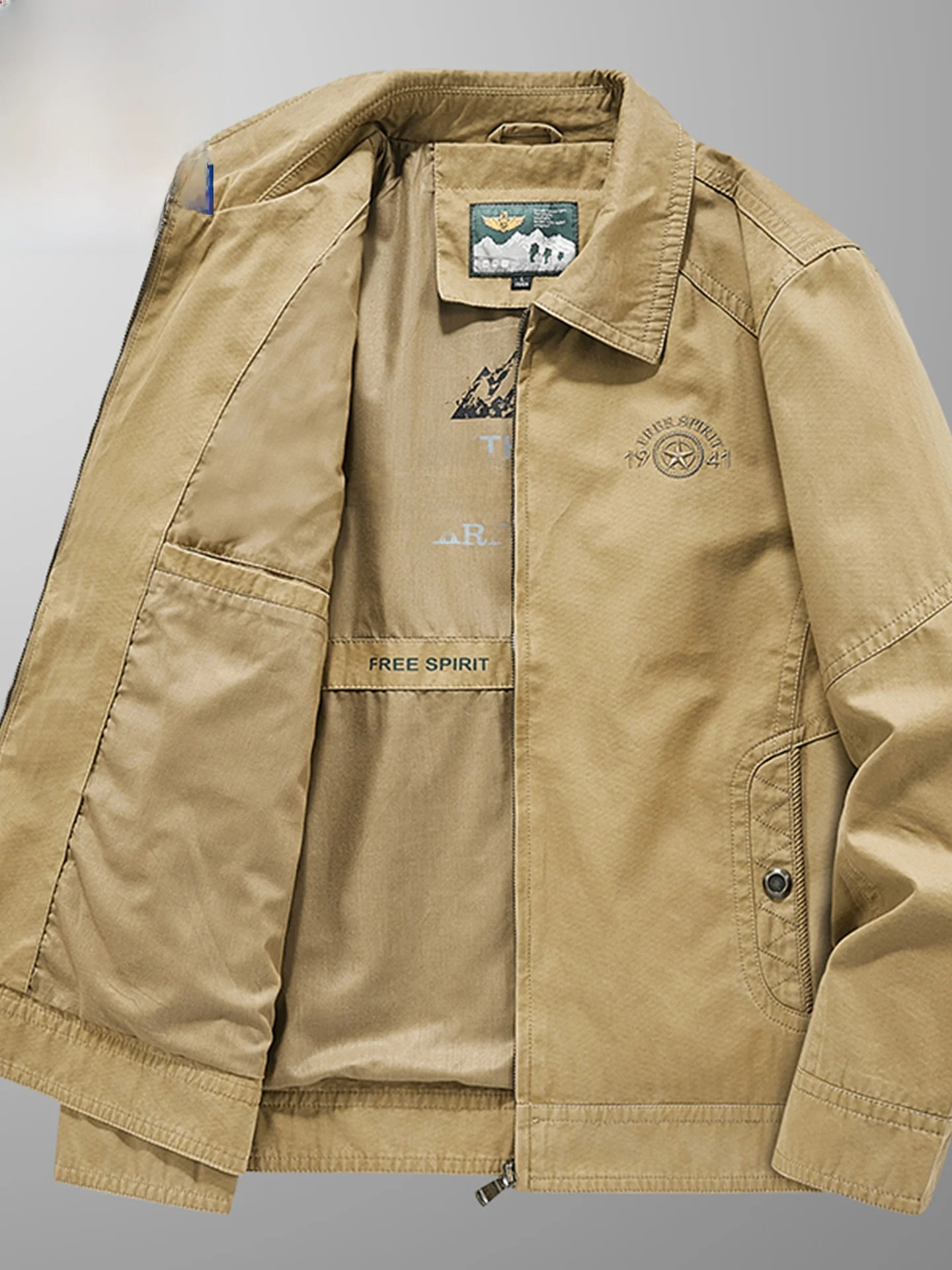 

Свободный крой из чистого хлопка, повседневная мужская куртка с воротником-стойкой, американская верхняя одежда на весну и осень от TUCANO