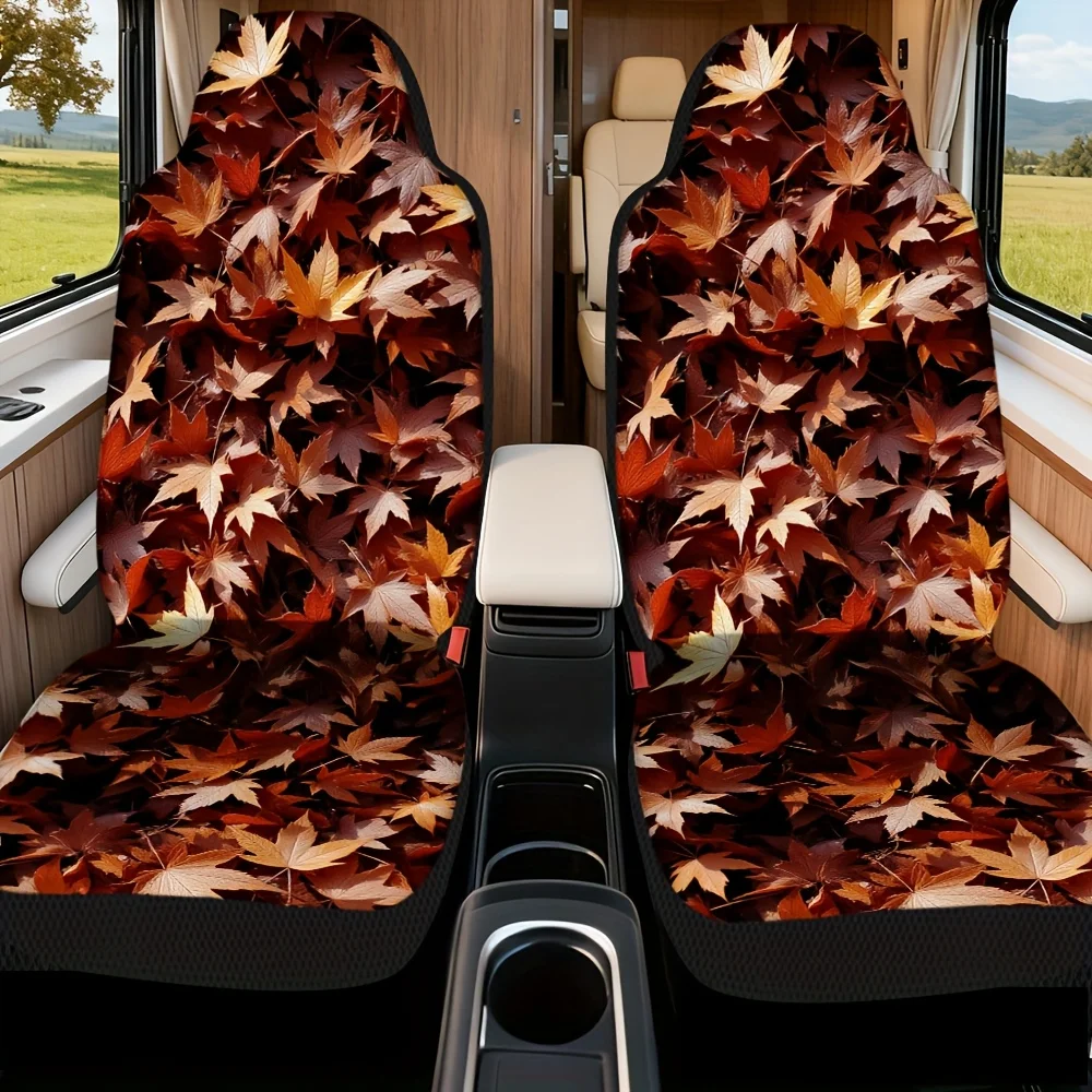 

2pcs, Autumn Maple Leaves Design Front Seat Covers, Designed For Driver And Passenger Front Seats, Helps Maintain Original Front