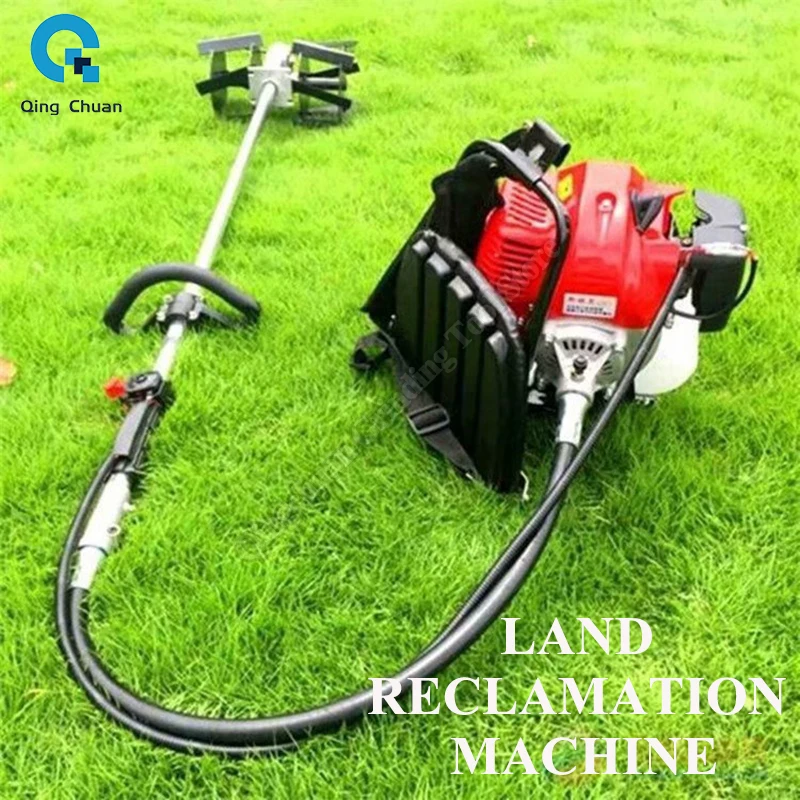 Backpack Type Weeding Rotary Tiller Four Stroke Gasoline Hoe Soil Loosening Machine Lightweight Portable Small Weeding Machine