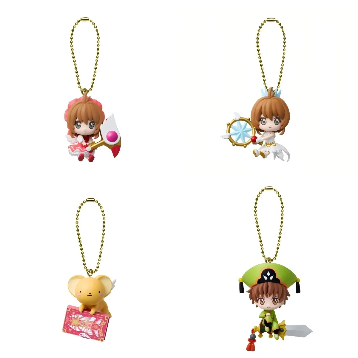 バンダイ本物の 4 個ガシャポンチャームカードキャプターさくらアニメフィギュアおもちゃ子供のためのギフトグッズモデル装飾品