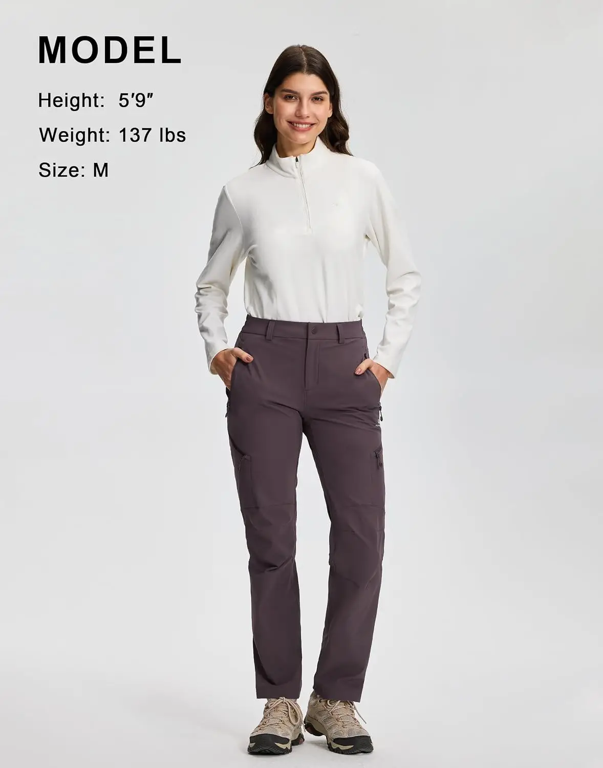 Pioneer Camp Women's Hiking Cargo Pants Water Resistant Ripstop with 4 Zip Pockets Quick Dry Climbing Softshell Trail Travel