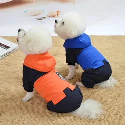 Warm Dog jumpsuit Hooded Dog Clothes For French Bulldog Chihuahua Small Dogs Down Jacket Winter Pets Clothing Roupas Cachorro XL