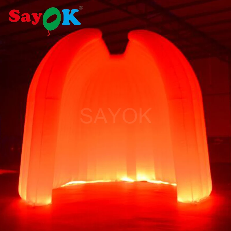 

4x2.5M Inflatable Photo Booth Backdrops LED Wall Tent Angel's Wings with 17 Color Lights for Party Wedding Decoration