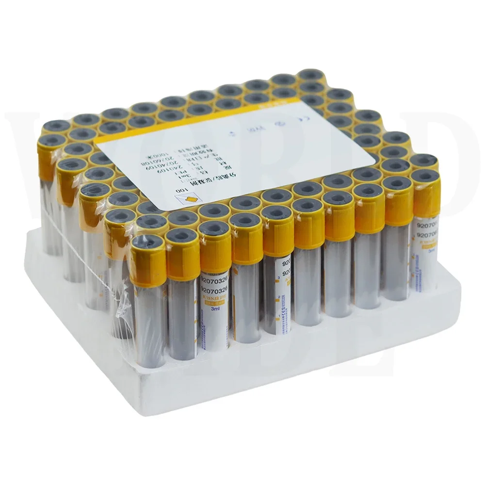 3ml/5ml/10ml Separation Gel/Coagulant Blood Collection Tube 100Pcs Disposable Vacuum Blood Collecting Tube Yellow Cap