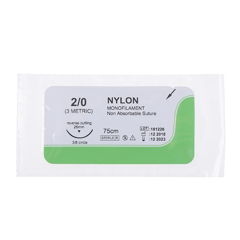 12pcs 2/0 3/0 4/0 Needle Suture Nylon Monofilament Non-injured Suture Medical Thread Suture For Medical Surgical Suture Tool