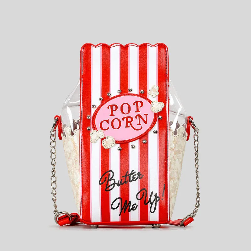 Creative Popcorn Bucket Designer Crossbody Bag for Women Funny Cute Shoulder Bags for Girls Novalty Small Female Phone Purses