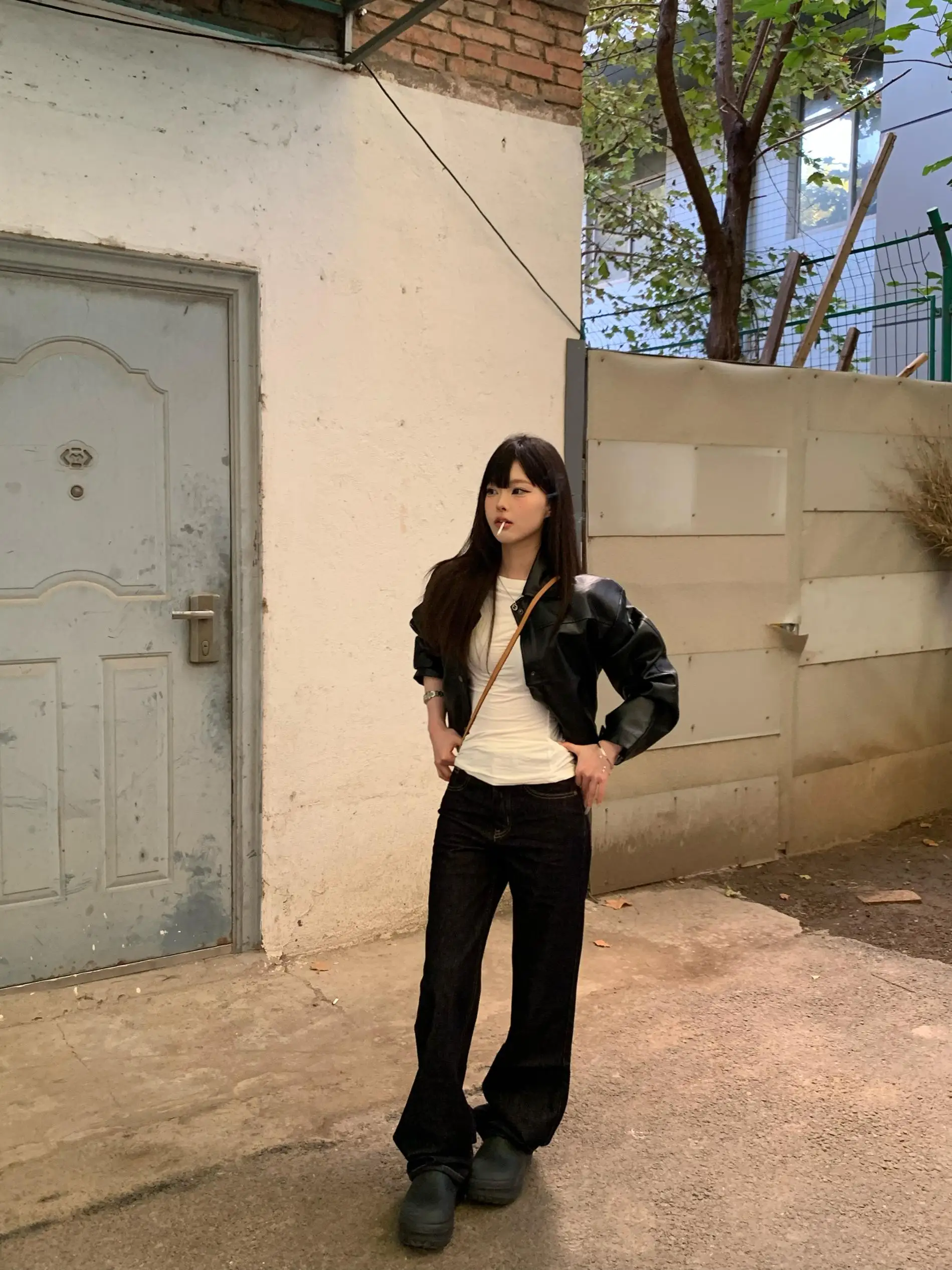 ラブデス クール オルト ブラ PUレザー ジャケット レディース バイカー スタイル ウィンドブレーカー ストリートファッション オーバーロング ジッパー装飾