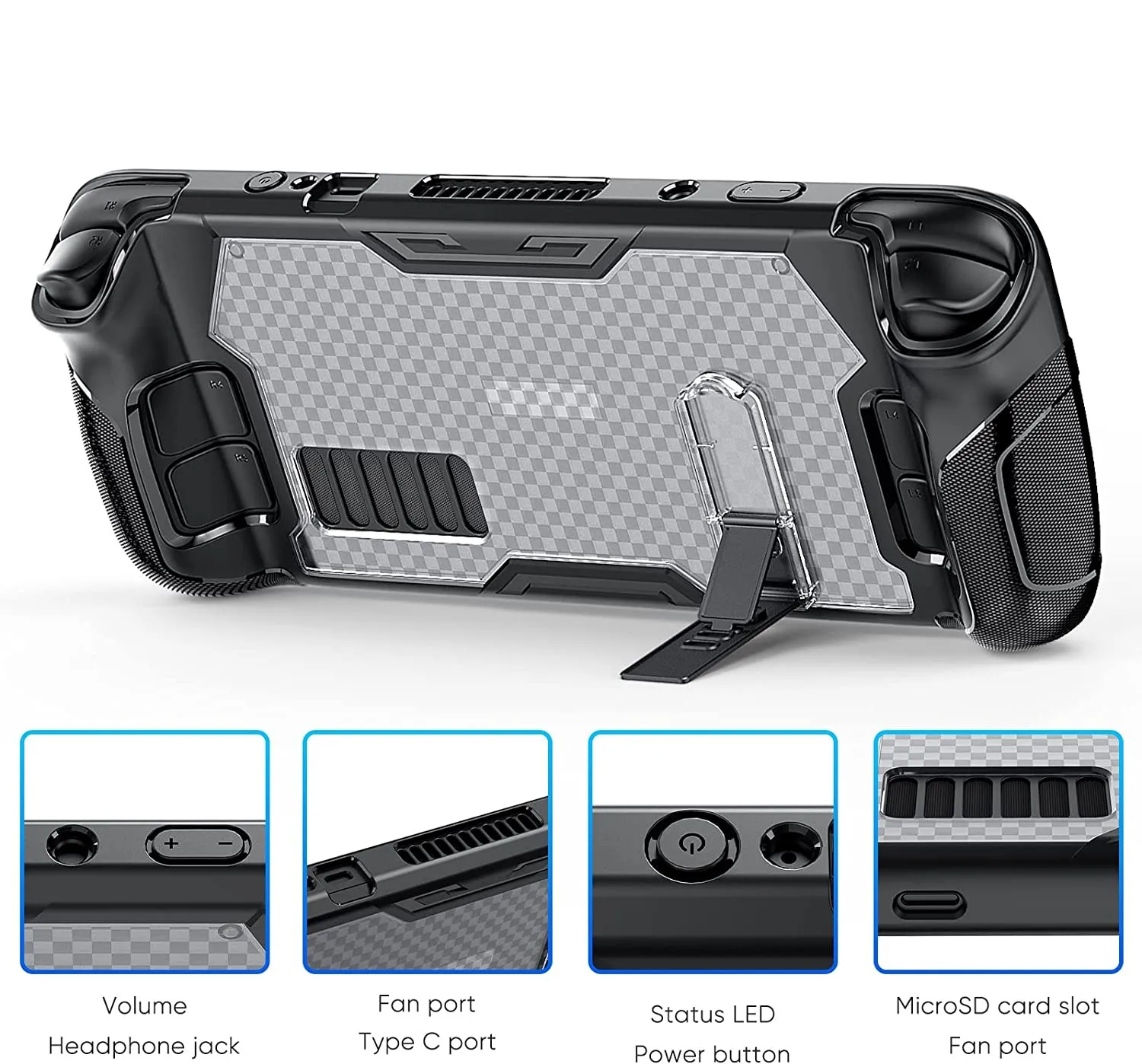 

Upgraded Protective Case with Kickstand for Steam Deck , PC+TPU Protector Cover Case for Steam Deck Accessories with Kick Stand