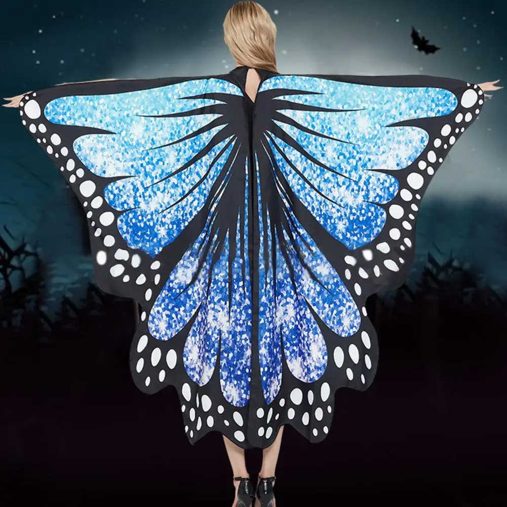 Chal de mariposa colorido con estampado de cielo estrellado, con cordones, alas de rendimiento para niños, capa de mariposa grande para vestido de escenario, capa de chal