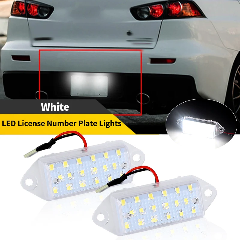 2PCS For Mitsubishi Lancer 2003-2017 EVO VIII 2004-2008 EVO X  2008-2018 White Replacement LED Rear License Plate Lights Lamp