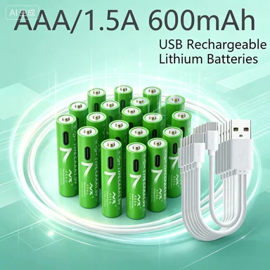 AA/AAA Rechargeable Battery 600mAh Lithium Battery 1.5V Constant Voltage Fast Charging Type-C For Remote Mouse Toy Ect