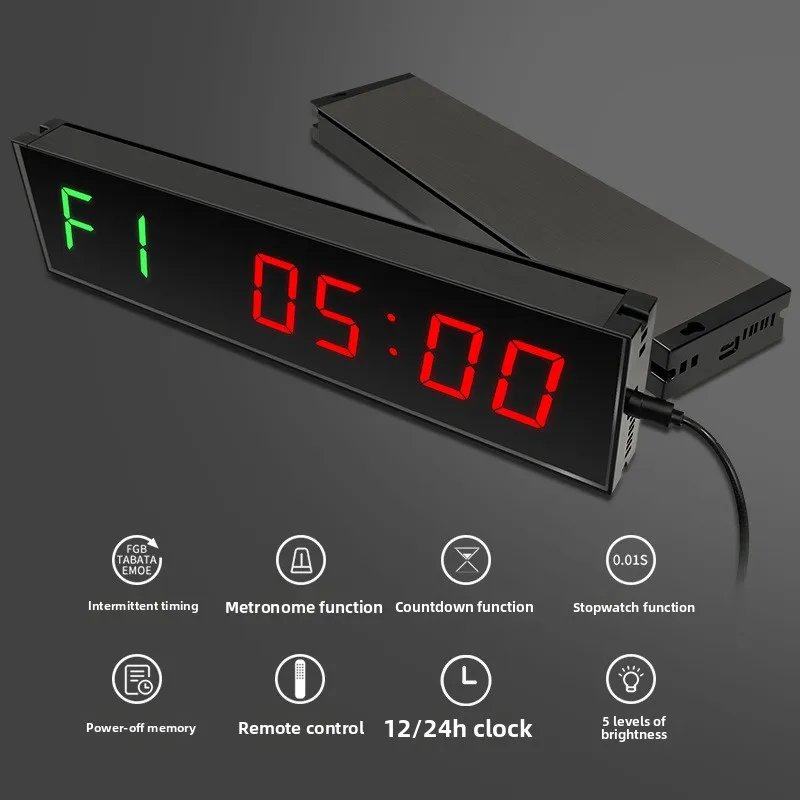 1.5 inch 6-digit LED Fitness Timer, Positive Countdown Boxing Training Interval Time Setting