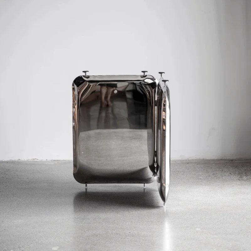 Stainless steel mirror table legs rock slab