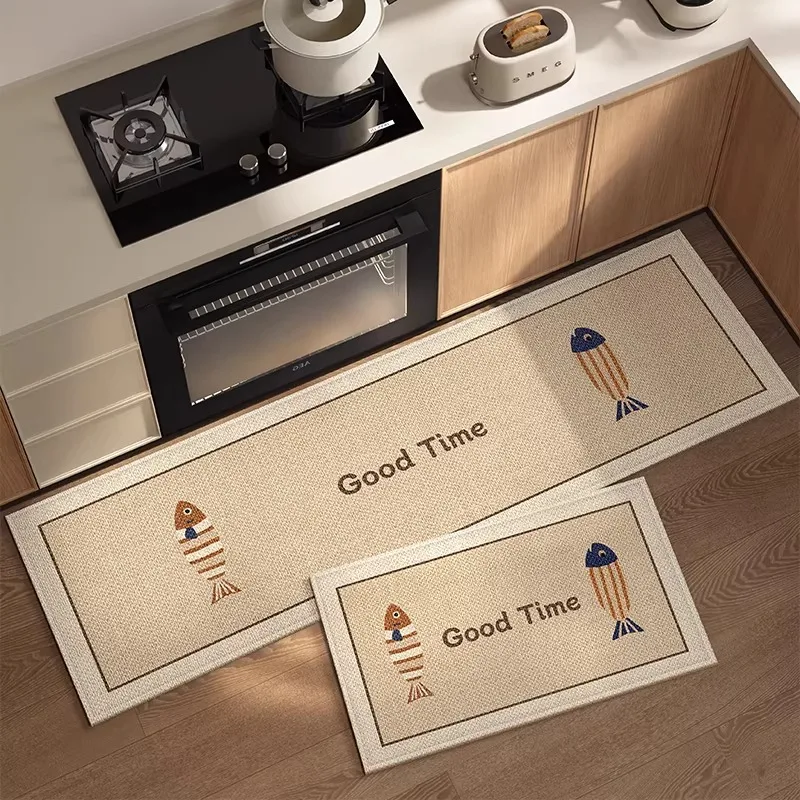 Kitchen Floor Mat Long Rug Non-slip Carpet Fish Good Time Pattern Home Decor Anti-slip Foot Mats Wear-resistant 주방바닥매트 Alfombra