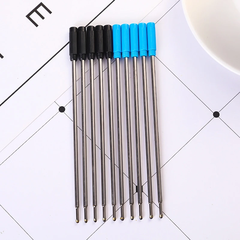 【Y】10Pcs Rotating Metal Pen Refill Special Ballpoint Pen Refill Rod  Core Ink Recharge Black Blue Ink