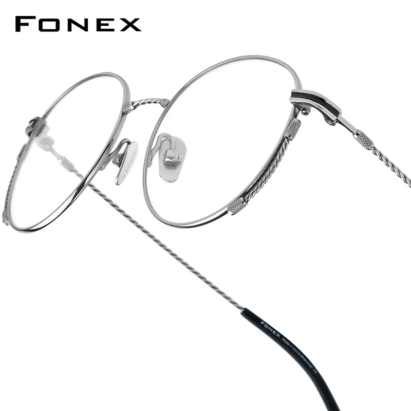 FONEX Pure Titanium Glasses Frame Women 2026 Fashion Brand Design Round Eyeglasses Men Retro Japanese Ultralight Eyewear 85719