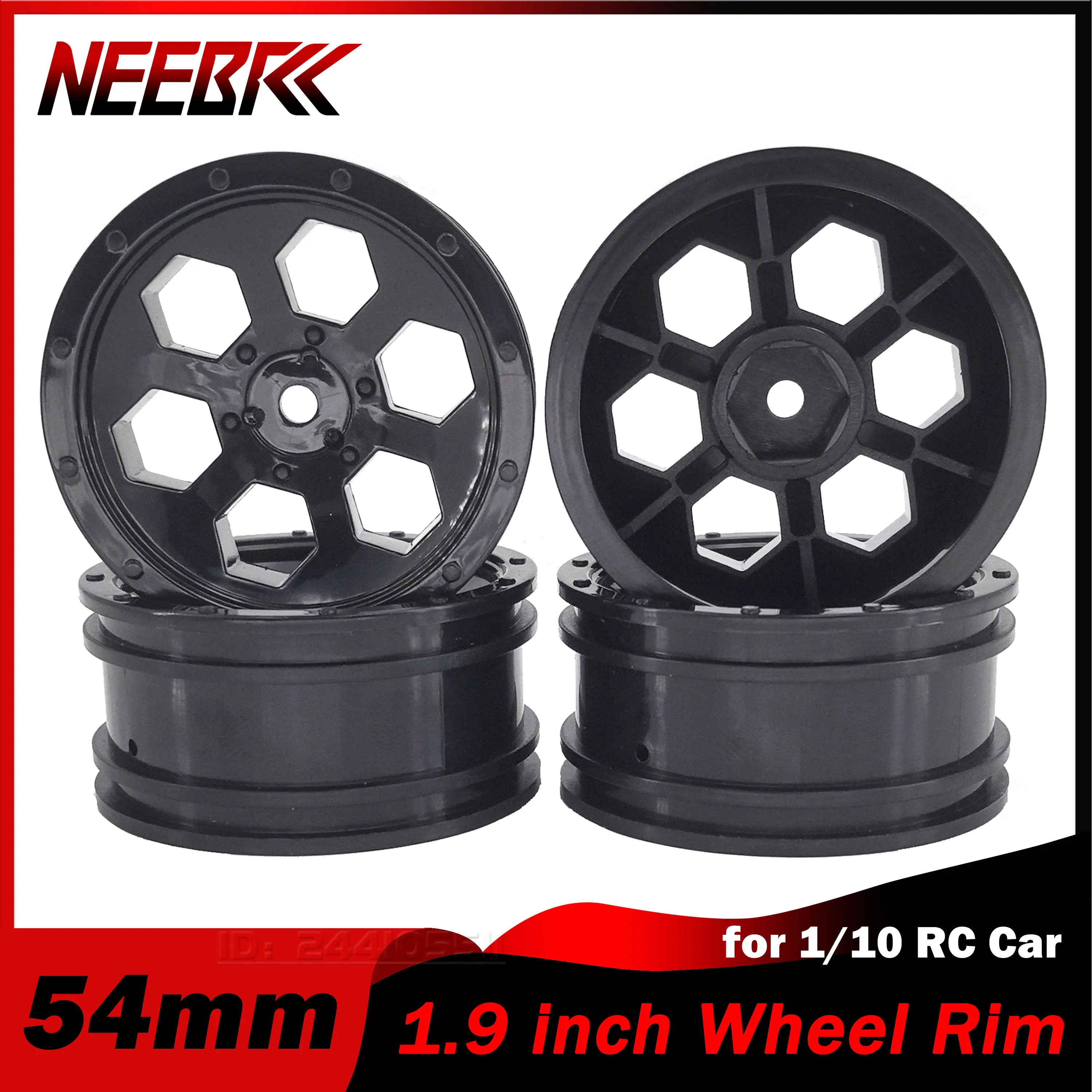 NEEBRC 54mm 1.9 inch Wheel Rim Hard Plastic Tire Tyre Hex Hub for 1/10 RC Car Off-road Crawler Climbing HSP HPI Tamiya Wltoys