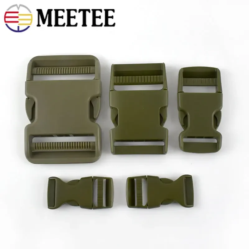 5Pcs 20/25/37/50mm ArmyGreen Plastic Release Buckle Bag Strap Side Cilp Hook Webbing Adjust Buckles Pet Collar Clasp accessories