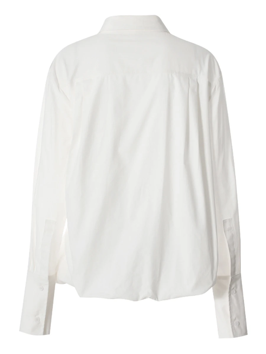TWOTWINSTYLE Designer Detachable Blouse For Women Lapel Long Sleeve Patchwork Single Breasted Streetear Shirts Female Fashion