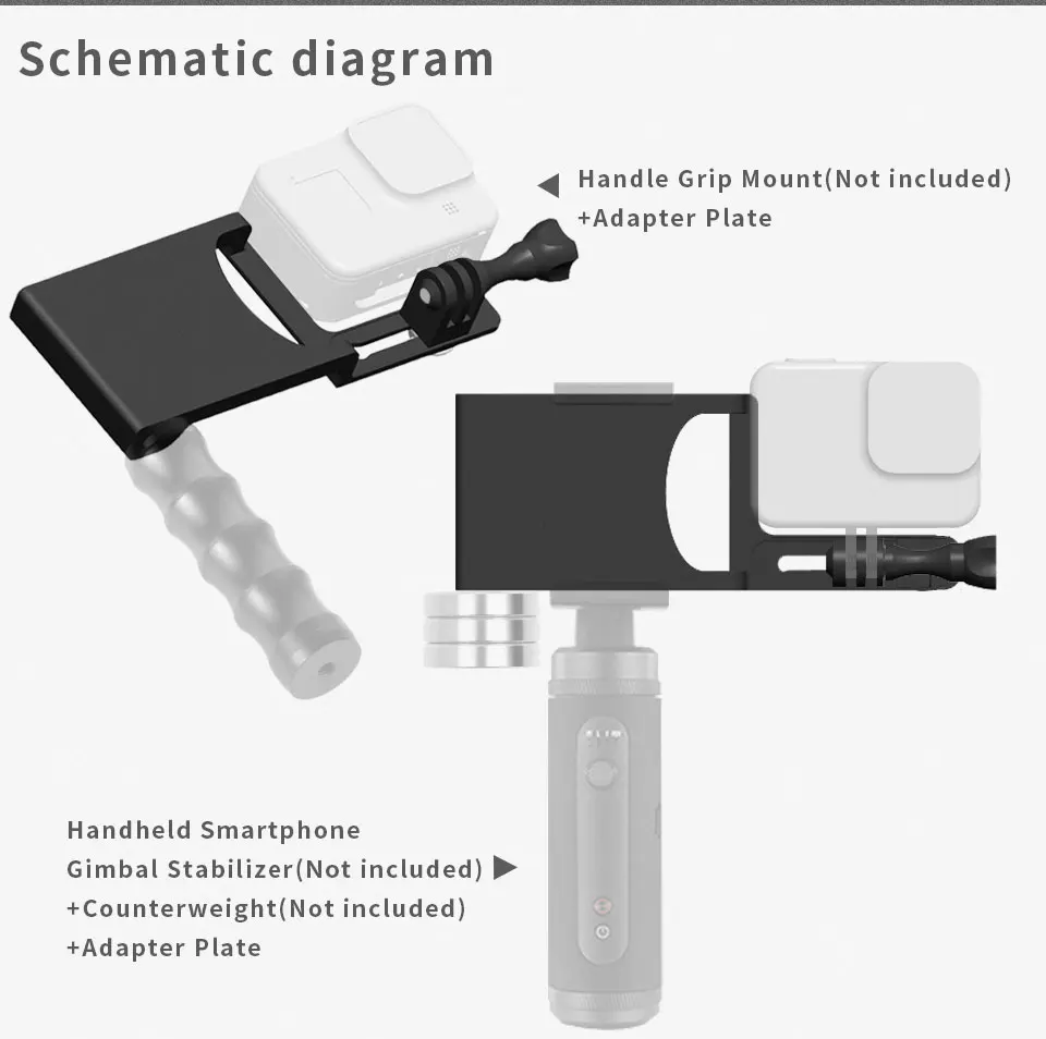 Schalter-Montageplatte, Vlog-Platte für GoPro Hero 13 12 11 10, DJI Moza Feiyu Zhiyun Action-Kamera-Zubehör, Handheld-Gimbal-Adapter – Detail 7