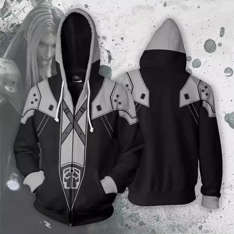 Game Final Fantasy Pullover Cloud Strife Hoodies Zack Fair Cosplay Hooded Zipper Jacket Unisex Sweatshirt Streetwear Clothes