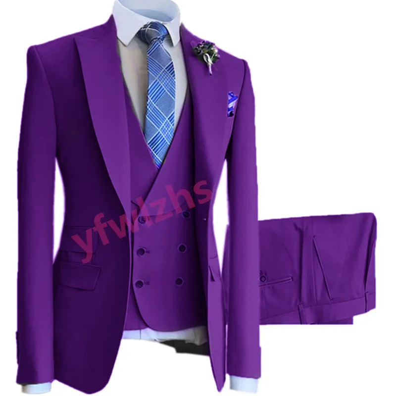 Customized Men's Suit Peak Lapel Groom Tuxedos Jacket Blazers Halloween Costume Elegant For Luxury Man Suit's For Wedding 5111